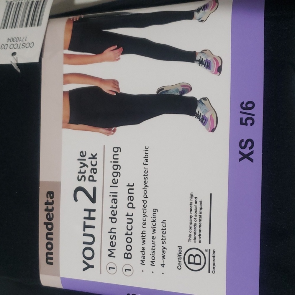 Mondetta Youth Girls size 5/6 Black leggings- 2 pair in pack